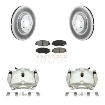 Front Disc Brake Caliper Coated Rotor And Semi-Metallic Pad Kit For 2005-2006 Honda CR-V KCG-100743S