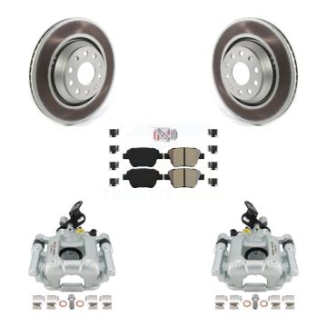 Rear Brake Caliper Coat Rotor & Semi-Metallic Pad Kit For Volkswagen GTI Audi A3 Quattro KCG-100744N