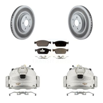 Front Disc Brake Caliper Coat Rotors & Semi-Metallic Pad Kit For 2013-2018 Ford Focus ST KCG-100744P