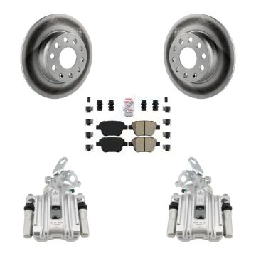 Rear Disc Brake Caliper Coated Rotors And Semi-Metallic Pads Kit For Volkswagen Jetta KCG-100745N