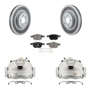 Front Disc Brake Caliper Coated Rotor And Semi-Metallic Pad Kit For Ford Transit Connect KCG-100745P