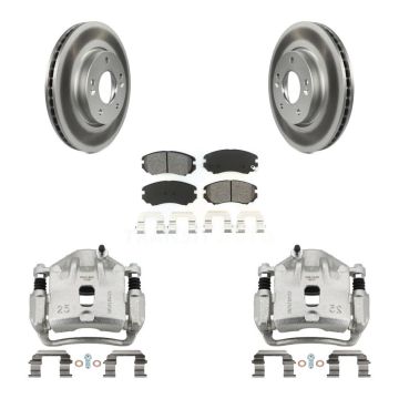 Front Disc Brake Caliper Coat Rotors & Semi-Metallic Pad Kit For 2010-2011 Kia Soul 2.0L KCG-100745S