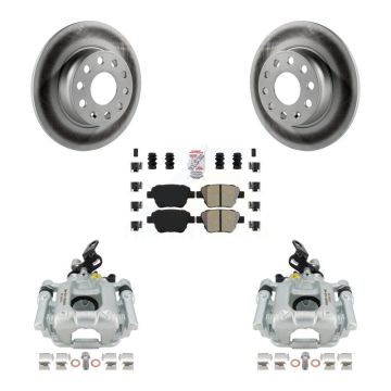 Rear Disc Brake Caliper Coated Rotors And Semi-Metallic Pads Kit For Volkswagen Jetta KCG-100746N
