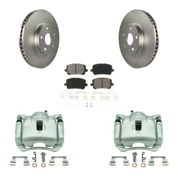 Front Brake Caliper Coat Rotor & Semi-Metallic Pad Kit For Toyota Corolla Matrix Pontiac KCG-100747S
