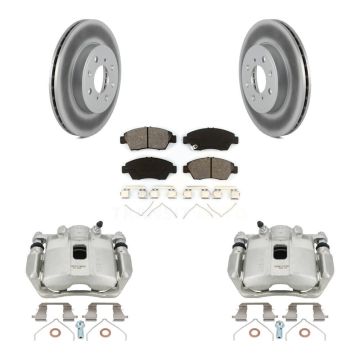 Front Disc Brake Caliper Coated Rotors And Semi-Metallic Pad Kit For 2015-2020 Honda Fit KCG-100749S