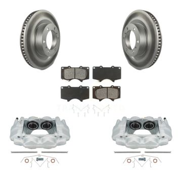 Front Disc Brake Caliper Coat Rotor Semi-Metallic Pad Kit For Toyota 4Runner Lexus GX460 KCG-100752S