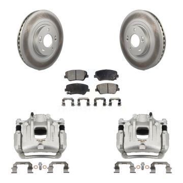 Front Brake Caliper Coat Rotor & Ceramic Pad Kit For 14-15 Kia Sorento Limited with 3.3L KCG-100752T