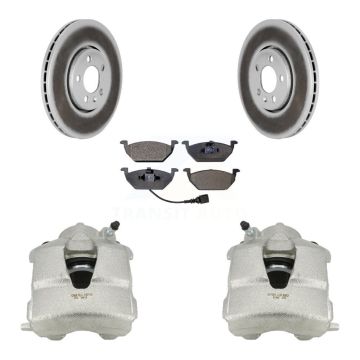 Front Brake Caliper Coat Rotors Semi-Metallic Pad Kit For 2000-2001 Volkswagen Golf 2.0L KCG-100753P