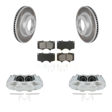 Front Disc Brake Caliper Coat Rotors And Semi-Metallic Pad Kit For 2003-2009 Lexus GX470 KCG-100753S