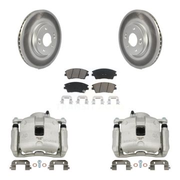 Front Disc Brake Caliper Coat Rotors And Ceramic Pad Kit For Hyundai Tucson Kia Sportage KCG-100755C