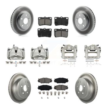 Front Rear Brake Caliper Coat Rotor Semi-Metallic Pad Kit (10Pc) For 10-13 Lexus IS250 C KCG-100756S