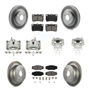 Front Rear Disc Brake Caliper Coat Rotors & Semi-Metallic Pad Kit (10Pc) For Lexus IS250 KCG-100757S
