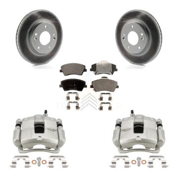 Front Disc Brake Caliper Coated Rotors And Ceramic Pads Kit For Hyundai Elantra KCG-100757T