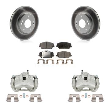Front Brake Caliper Coat Rotors Ceramic Pad Kit For Kia Forte Without 15" Factory Wheels KCG-100758T