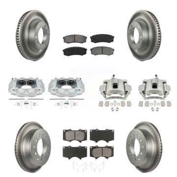 Front Rear Disc Brake Caliper Coat Rotor Semi-Metallic Pad Kit (10Pc) For Toyota 4Runner KCG-100761S