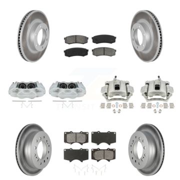 Front Rear Brake Caliper Coat Rotor & Semi-Metallic Pad Kit (10Pc) For 03-09 Lexus GX470 KCG-100762S