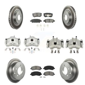 Front Rear Brake Caliper Coat Rotors Semi-Metallic Pad Kit (10Pc) For Jeep Patriot Dodge KCG-100764S