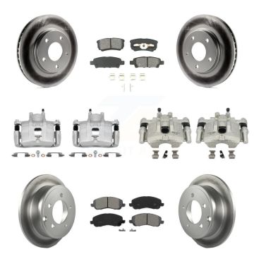 Front Rear Brake Caliper Coat Rotor & Semi-Metallic Pad Kit (10Pc) For Mitsubishi Lancer KCG-100765S