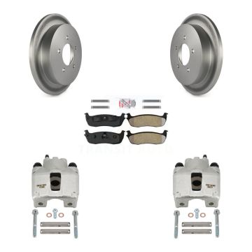 Rear Disc Brake Caliper Coated Rotors And Semi-Metallic Pads Kit For Lincoln Blackwood KCG-100767N