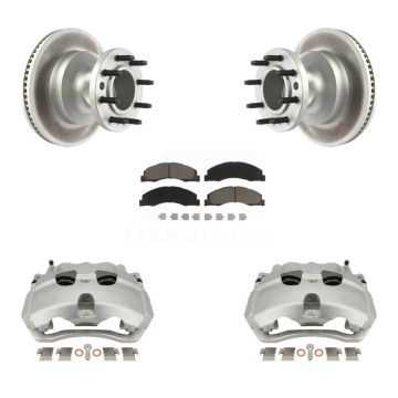 Front Disc Brake Caliper Coat Rotors And Ceramic Pad Kit For Ford E-350 Super Duty E-450 KCG-100768C
