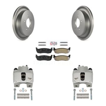 Rear Disc Brake Caliper Coated Rotors And Semi-Metallic Pads Kit For Lincoln Blackwood KCG-100768N
