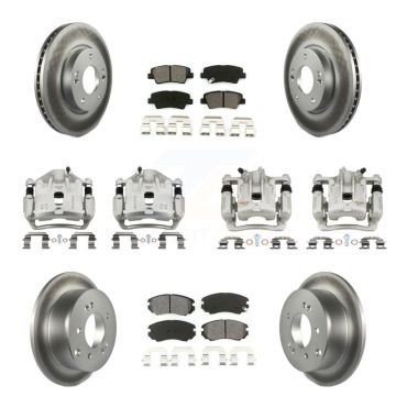 Front Rear Brake Caliper Coat Rotors Semi-Metallic Pad Kit (10Pc) For 2012-2013 Kia Soul KCG-100768S
