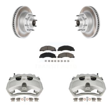Front Brake Caliper Coat Rotor And Ceramic Pad Kit For Ford E-350 Super Duty E-250 E-150 KCG-100769C