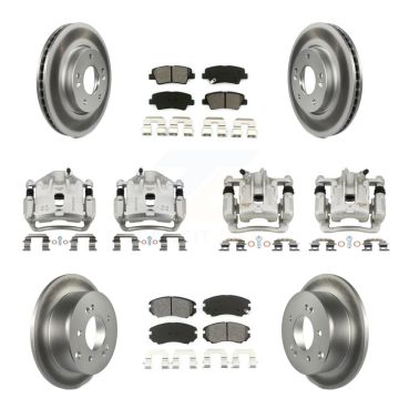 Front Rear Brake Caliper Coat Rotor Semi-Metallic Pad Kit (10Pc) For 10-11 Kia Soul 2.0L KCG-100769S