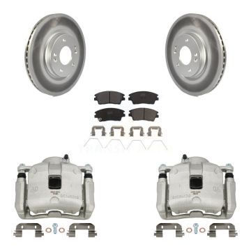 Front Disc Brake Caliper Coat Rotors And Ceramic Pad Kit For Hyundai Tucson Kia Sportage KCG-100770T
