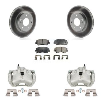 Front Disc Brake Caliper Coat Rotors And Semi-Metallic Pad Kit For 2012 Hyundai Veloster KCG-100771P