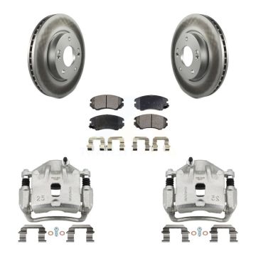 Front Brake Caliper Coat Rotors Semi-Metallic Pad Kit For Hyundai Sonata Kia Soul Optima KCG-100772P