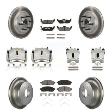 Front Rear Brake Caliper Coat Rotor & Ceramic Pad Kit (10Pc) For Ford F-150 Lincoln Mark KCG-100774C