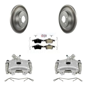 Rear Disc Brake Caliper Coated Rotors And Semi-Metallic Pads Kit For Mazda 5 KCG-100774N