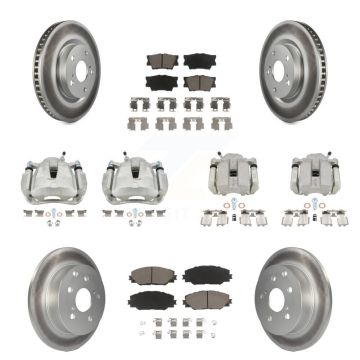 Front Rear Disc Brake Caliper Coated Rotors And Ceramic Pads Kit (10Pc) For Toyota RAV4 KCG-100775C