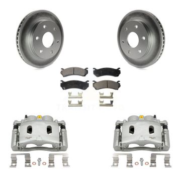 Front Disc Brake Caliper Coat Rotor & Semi-Metallic Pad Kit For Chevrolet Silverado 1500 KCG-100776P
