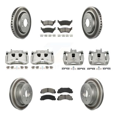 Front Rear Disc Brake Caliper Coat Rotor And Semi-Metallic Pad Kit (10Pc) For Ford F-150 KCG-100776S