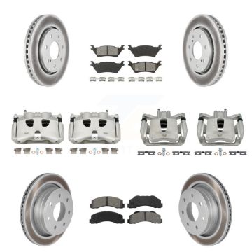 Front Rear Disc Brake Caliper Coat Rotor And Semi-Metallic Pad Kit (10Pc) For Ford F-150 KCG-100777S