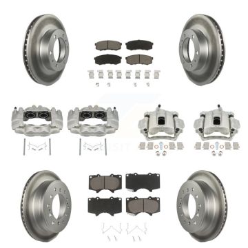 Front Rear Disc Brake Caliper Coat Rotors & Ceramic Pad Kit (10Pc) For Toyota FJ Cruiser KCG-100779C