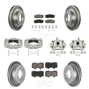 Front Rear Disc Brake Caliper Coat Rotors & Ceramic Pad Kit (10Pc) For Toyota FJ Cruiser KCG-100780C