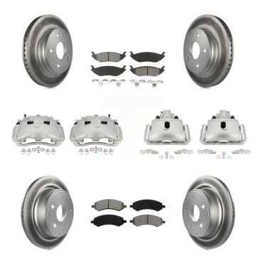 Front Rear Disc Brake Caliper Coat Rotor Semi-Metallic Pad Kit (10Pc) For Dodge Ram 1500 KCG-100780S