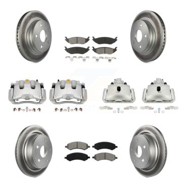 Front Rear Disc Brake Caliper Coat Rotor Semi-Metallic Pad Kit (10Pc) For Chrysler Aspen KCG-100783S