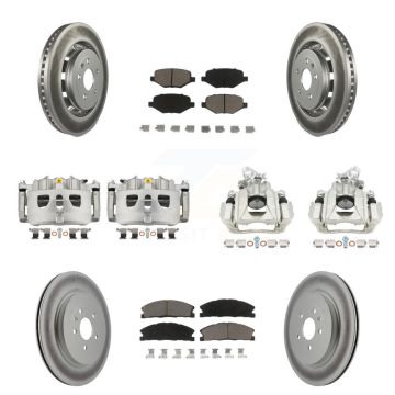 Front Rear Disc Brake Caliper Coat Rotor And Ceramic Pad Kit (10Pc) For 2016 Lincoln MKS KCG-100785C