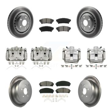 Front Rear Brake Caliper Coat Rotors Semi-Metallic Pad Kit (10Pc) For Lexus RX350 RX450h KCG-100785S