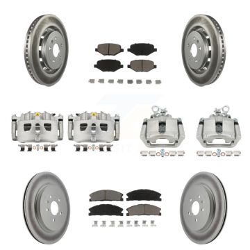 Front Rear Brake Caliper Coat Rotors Ceramic Pad Kit (10Pc) For Ford Explorer Police MKS KCG-100786C