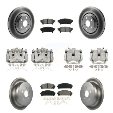 Front Rear Brake Caliper Coat Rotors Semi-Metallic Pad Kit (10Pc) For Lexus RX350 RX450h KCG-100786S