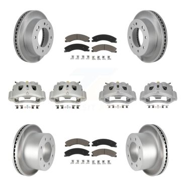 Front Rear Disc Brake Caliper Coat Rotor & Ceramic Pad Kit (10Pc) For GMC Sierra 3500 HD KCG-100787C