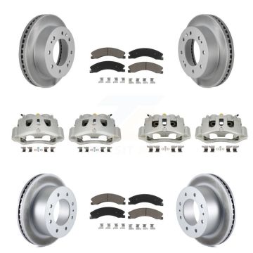 Front Rear Brake Caliper Coat Rotor Ceramic Pad Kit (10Pc) For GMC Chevrolet Sierra 2500 KCG-100788C