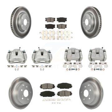 Front Rear Disc Brake Caliper Coat Rotors & Semi-Metallic Pad Kit (10Pc) For Toyota RAV4 KCG-100788S