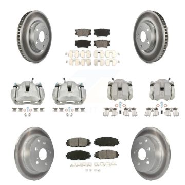 Front Rear Disc Brake Caliper Coat Rotors & Semi-Metallic Pad Kit (10Pc) For Toyota RAV4 KCG-100790S