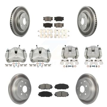 Front Rear Disc Brake Caliper Coat Rotor Semi-Metallic Pad Kit (10Pc) For Toyota RAV4 LE KCG-100793S